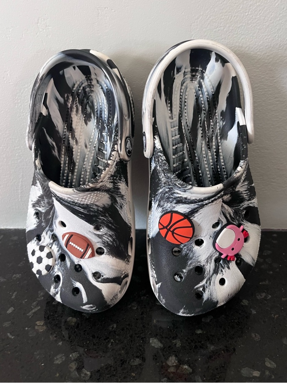 CROCS Black and White Clog Style Size J 1